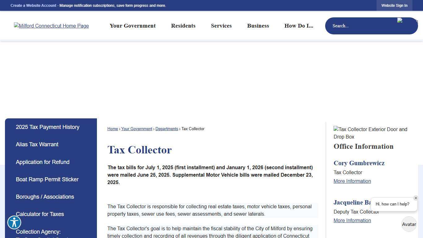 Tax Collector | Milford, CT