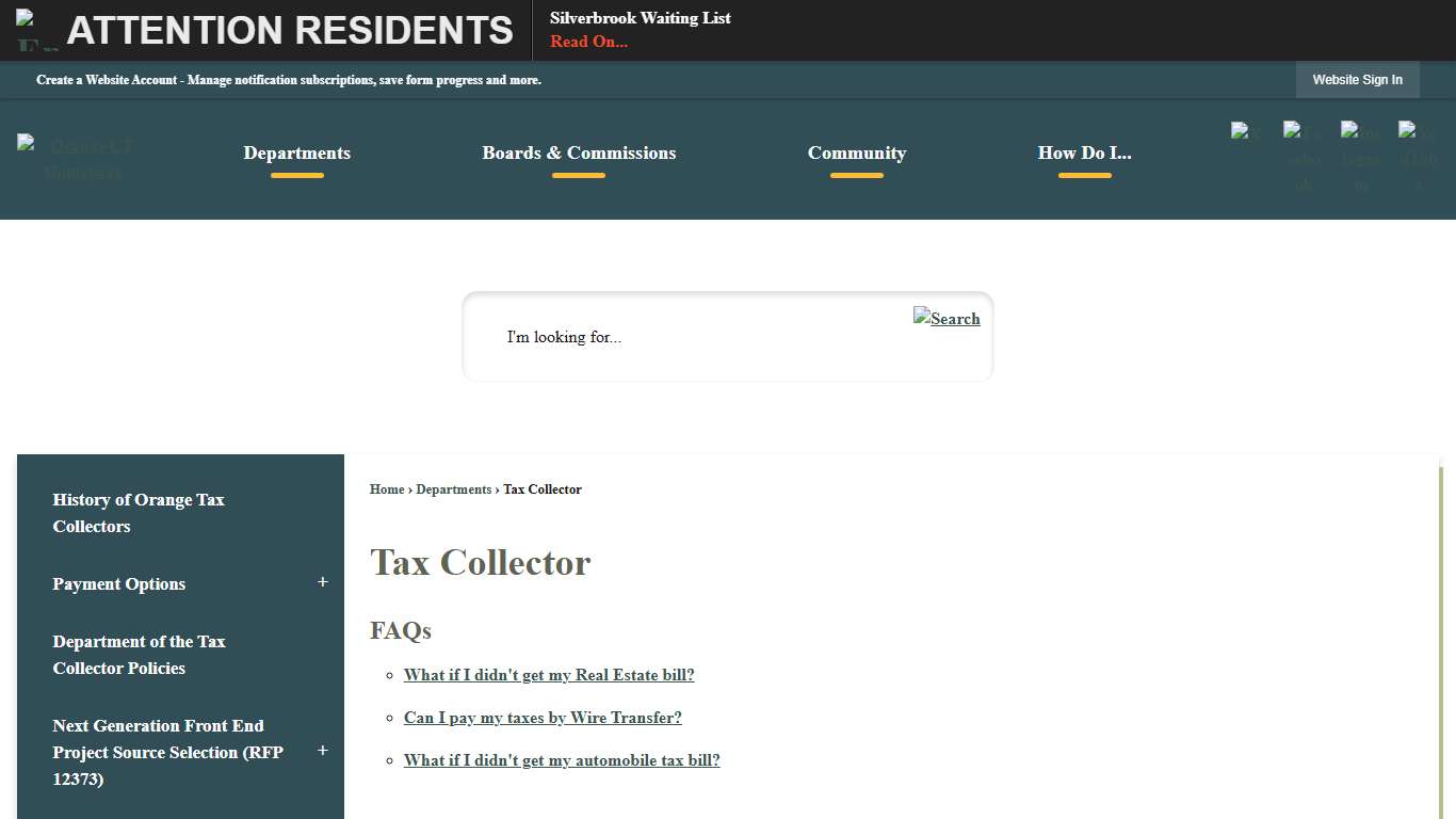 Tax Collector | Orange, CT
